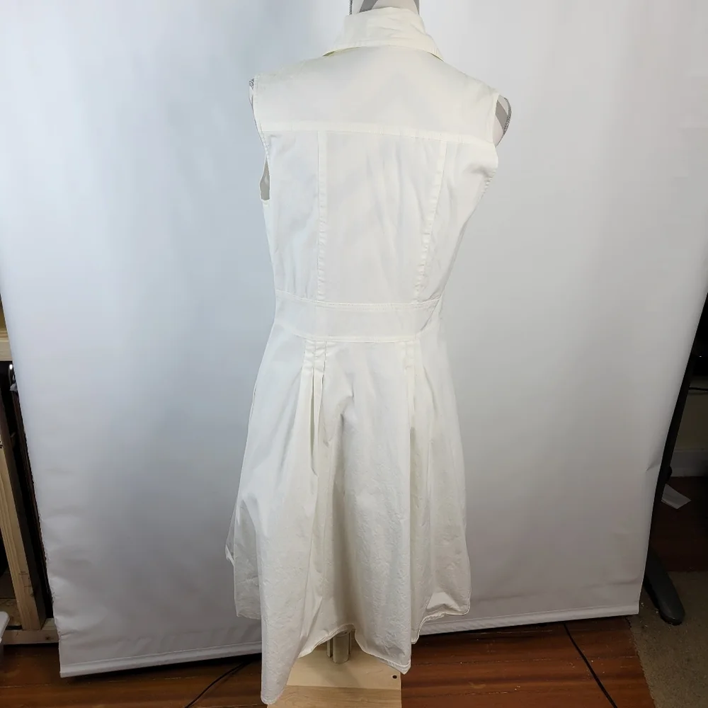 Ann Taylor Loft White Sleeveless Shirt Dress Cotton Size 12 - Picture 8 of 15